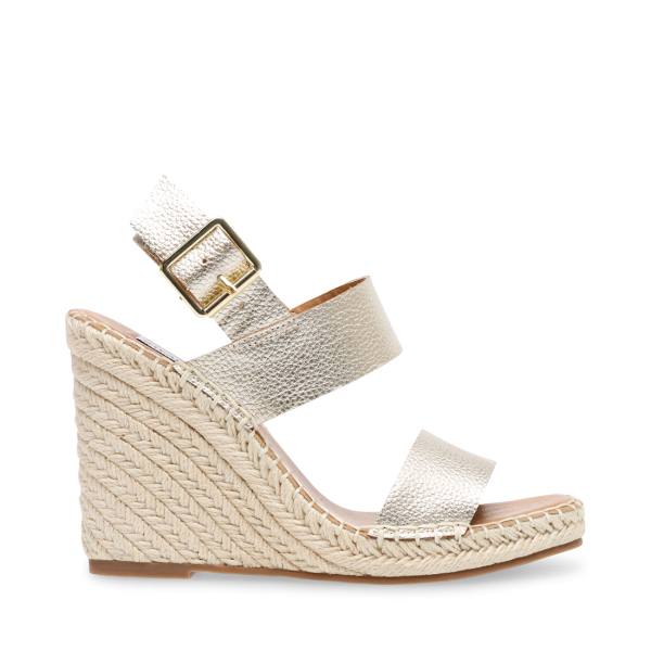 Sandalias Steve Madden Meridian Couro Feminino Douradas | SM-451YK