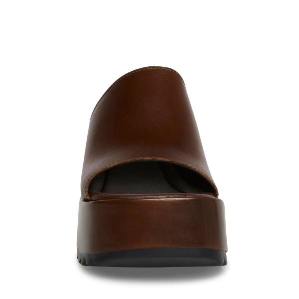 Sandalias Steve Madden Pepe30 Cognac Couro Feminino Marrom | SM-496VO