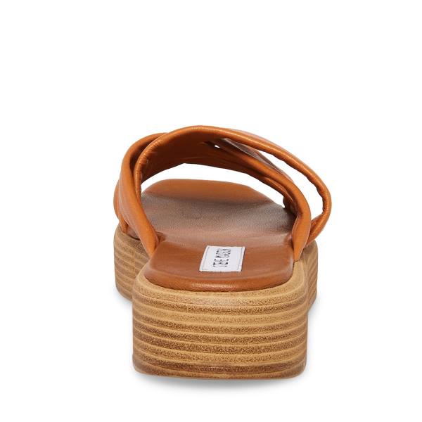 Sandalias Steve Madden Salita Tan Couro Feminino Marrom | SM-901OP