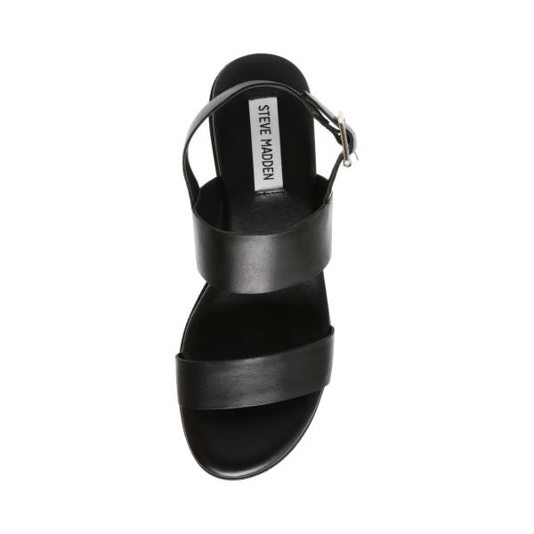 Sandalias Steve Madden Shawn Couro Feminino Pretas | SM-230VR