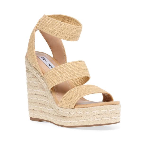 Sandalias Steve Madden Shimmy Natural Raffia Feminino Bege | SM-729NT