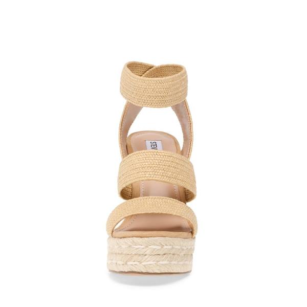 Sandalias Steve Madden Shimmy Natural Raffia Feminino Bege | SM-729NT