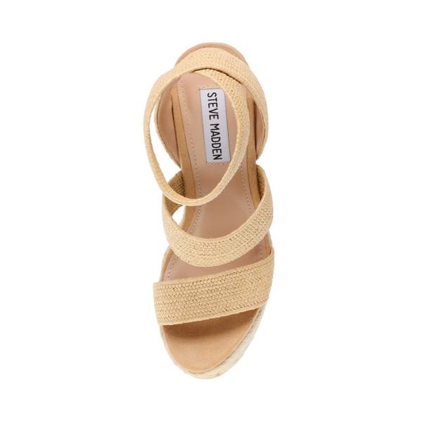 Sandalias Steve Madden Shimmy Natural Raffia Feminino Bege | SM-729NT