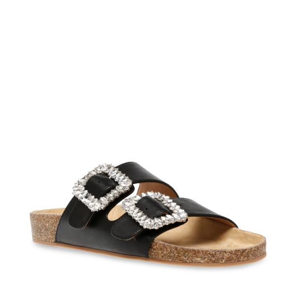 Sandalias Steve Madden Somers Couro Feminino Pretas | SM-098YC