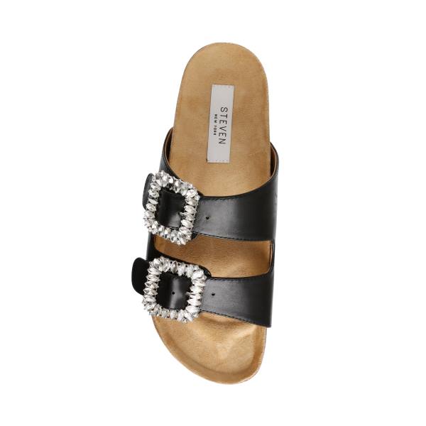 Sandalias Steve Madden Somers Couro Feminino Pretas | SM-098YC