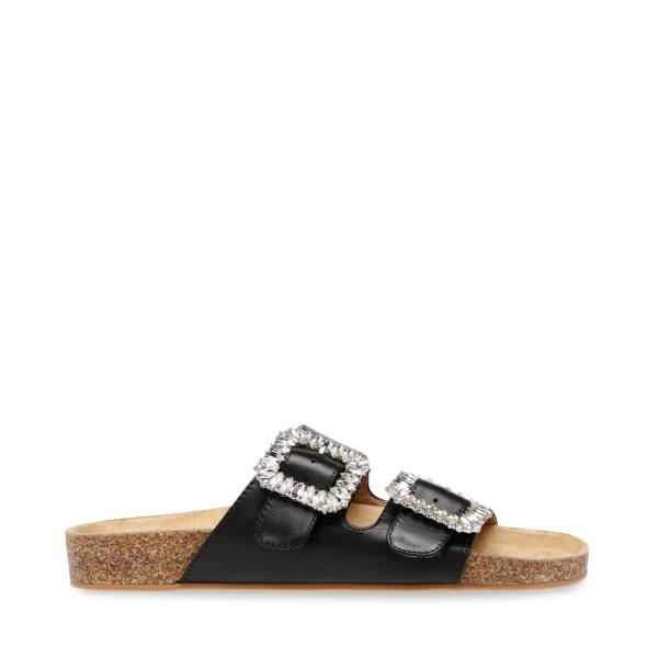 Sandalias Steve Madden Somers Couro Feminino Pretas | SM-098YC