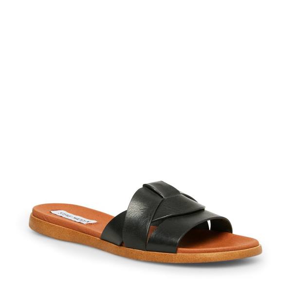 Sandalias Steve Madden Vivien Couro Feminino Pretas | SM-897ON