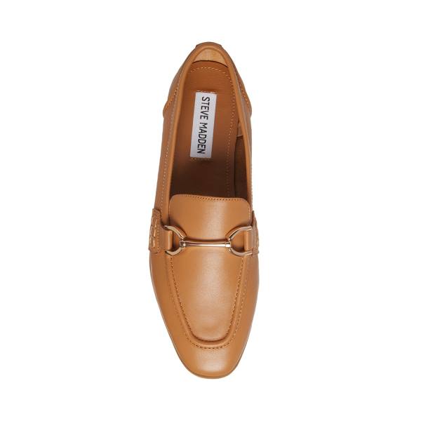 Sapatos Rasos Steve Madden Carrine Cognac Couro Feminino Marrom | SM-967NL