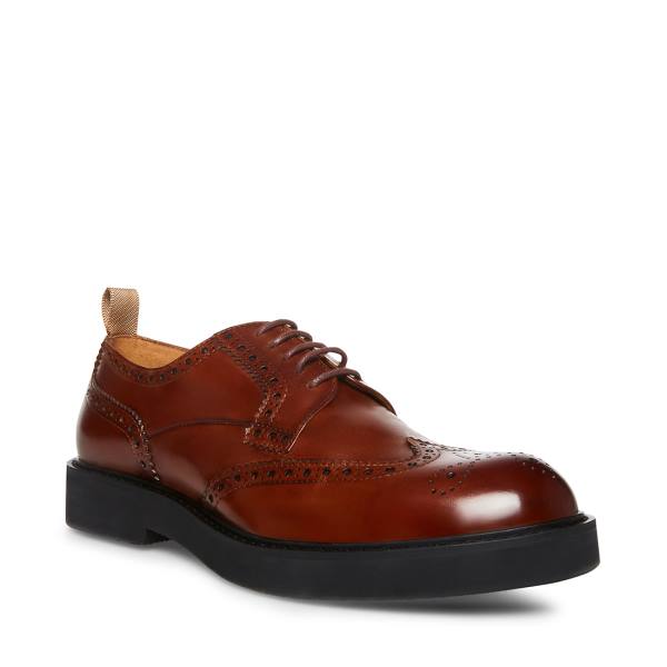 Sapatos Sociais Steve Madden Adrick Cognac Couro Masculino Marrom | SM-257BD