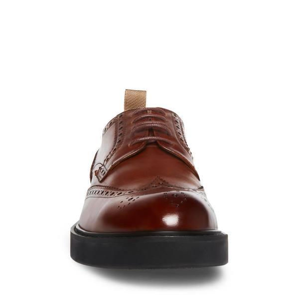 Sapatos Sociais Steve Madden Adrick Cognac Couro Masculino Marrom | SM-257BD