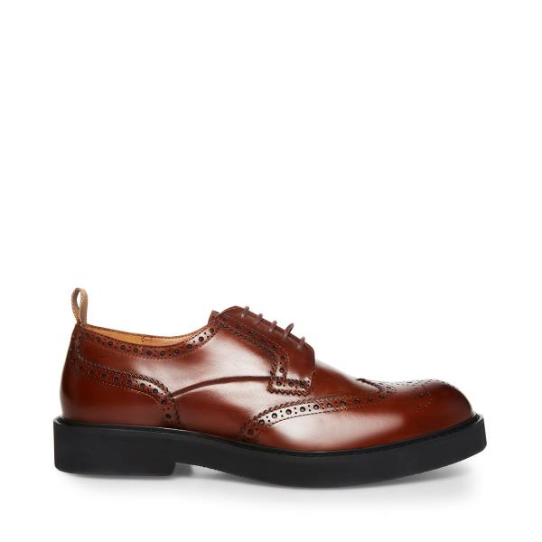 Sapatos Sociais Steve Madden Adrick Cognac Couro Masculino Marrom | SM-257BD