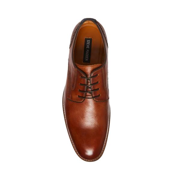 Sapatos Sociais Steve Madden Bannon Cognac Couro Masculino Marrom | SM-438MO