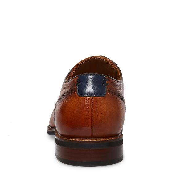 Sapatos Sociais Steve Madden Bannon Cognac Couro Masculino Marrom | SM-438MO