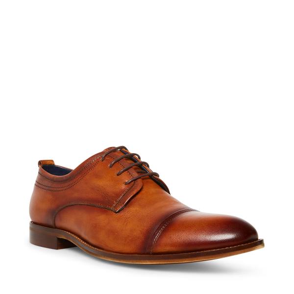 Sapatos Sociais Steve Madden Doak Cognac Couro Masculino Marrom | SM-426UW