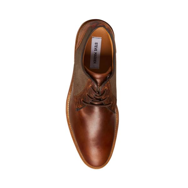 Sapatos Sociais Steve Madden Lad Cognac Couro Masculino Marrom | SM-605GE