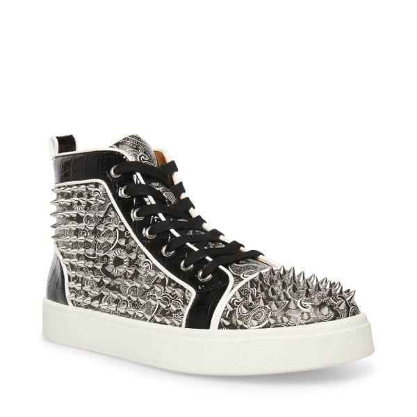 Tenis Steve Madden Promoter-s Masculino Pretas Prateadas | SM-087HL