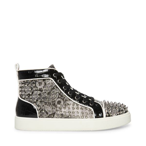 Tenis Steve Madden Promoter-s Masculino Pretas Prateadas | SM-087HL