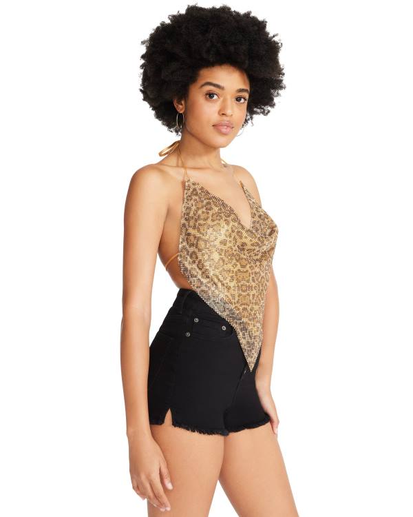 Tops Steve Madden Barely There Rhinestone Halter Feminino Prateadas | SM-097JR