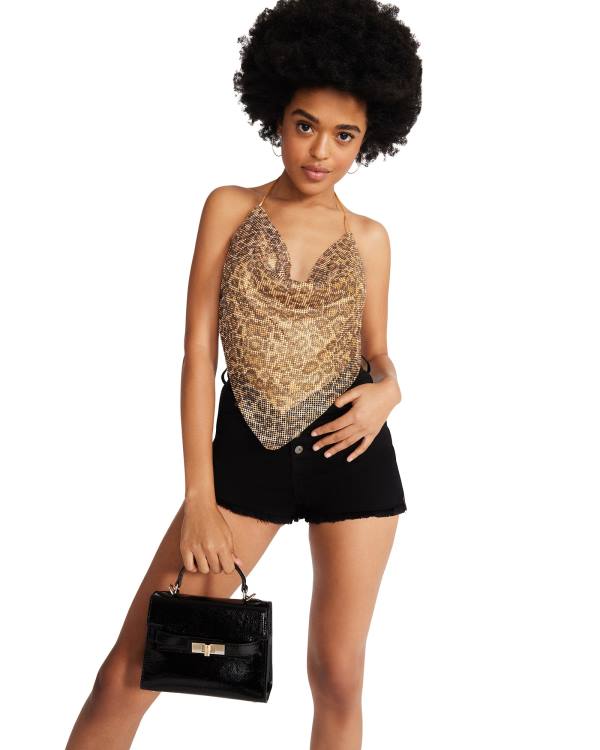 Tops Steve Madden Barely There Rhinestone Halter Feminino Prateadas | SM-097JR