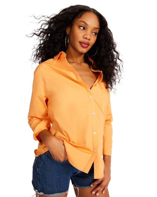 Tops Steve Madden Bright Button Down Feminino Laranja | SM-265JF