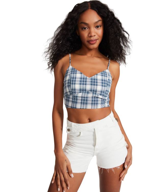 Tops Steve Madden Checkered Tank Feminino Azuis | SM-607WO