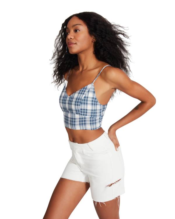 Tops Steve Madden Checkered Tank Feminino Azuis | SM-607WO