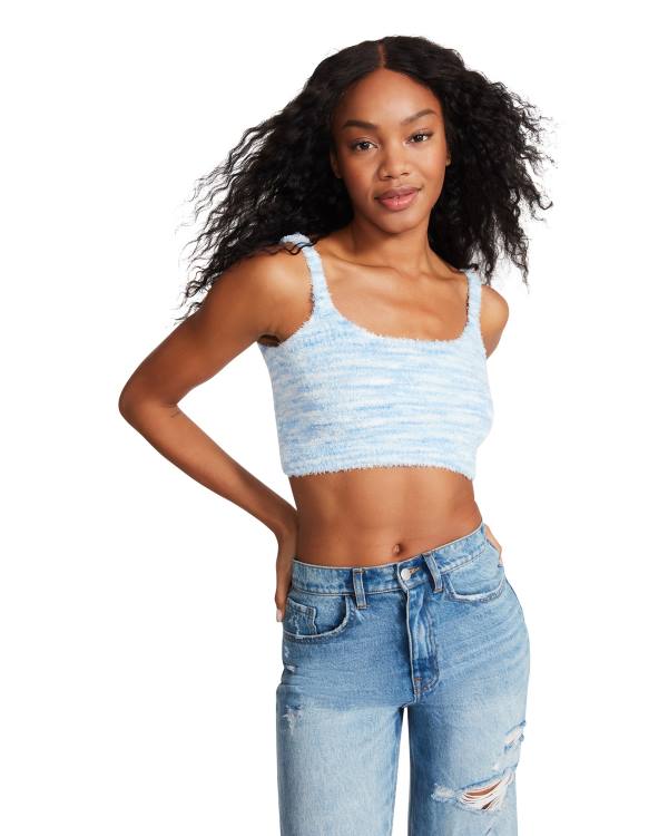 Tops Steve Madden Cozy Knit Tank Feminino Azuis | SM-476YH