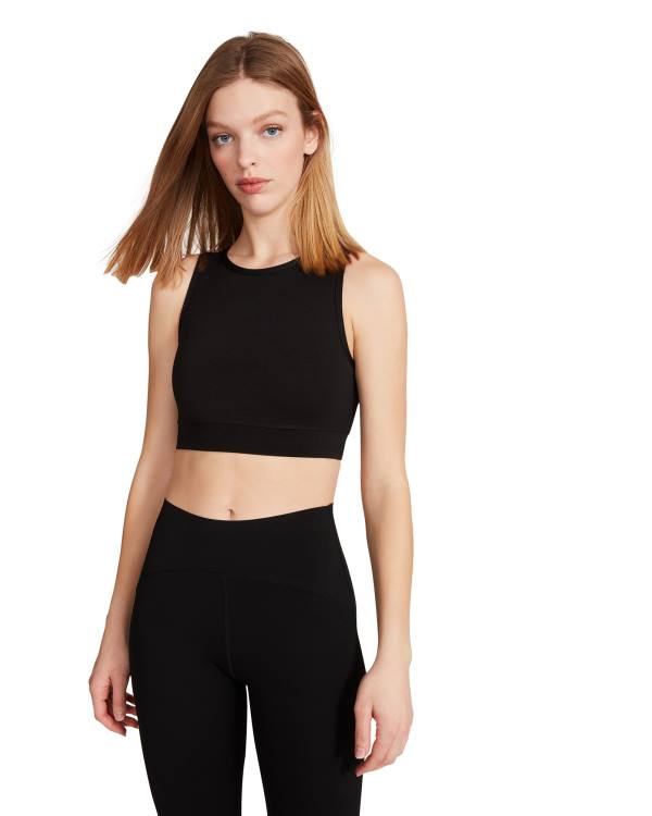 Tops Steve Madden Cropped Active Tank Feminino Pretas | SM-138NV