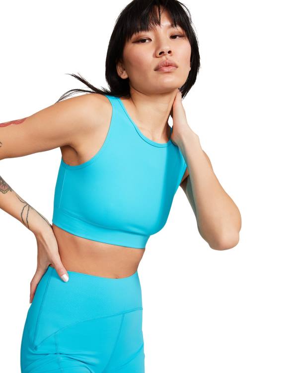 Tops Steve Madden Cropped Active Tank Turquoise Feminino Turquesa | SM-314LS