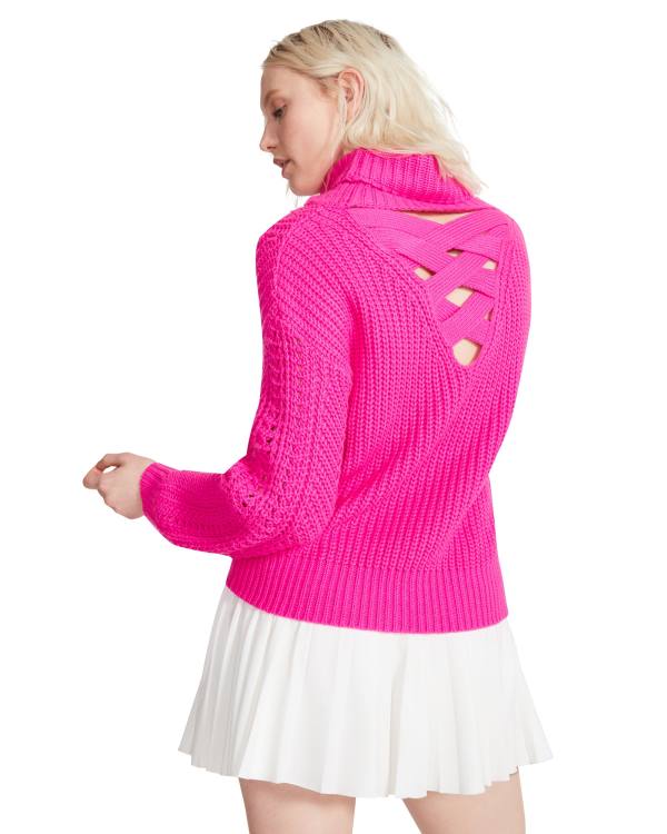 Tops Steve Madden Cross Back Turtleneck Moletom Feminino Rosa | SM-785EJ