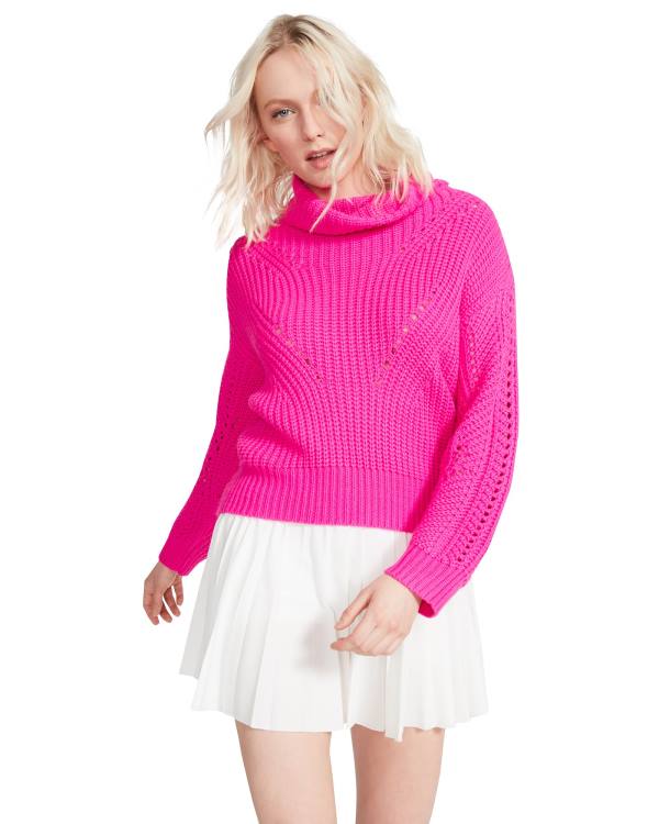 Tops Steve Madden Cross Back Turtleneck Moletom Feminino Rosa | SM-785EJ