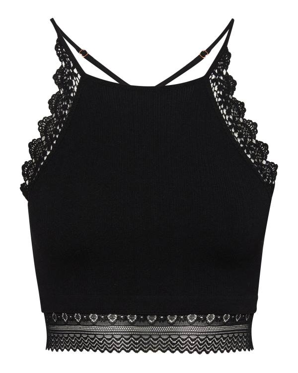 Tops Steve Madden Lola Crochet Bralette Feminino Pretas | SM-573GT