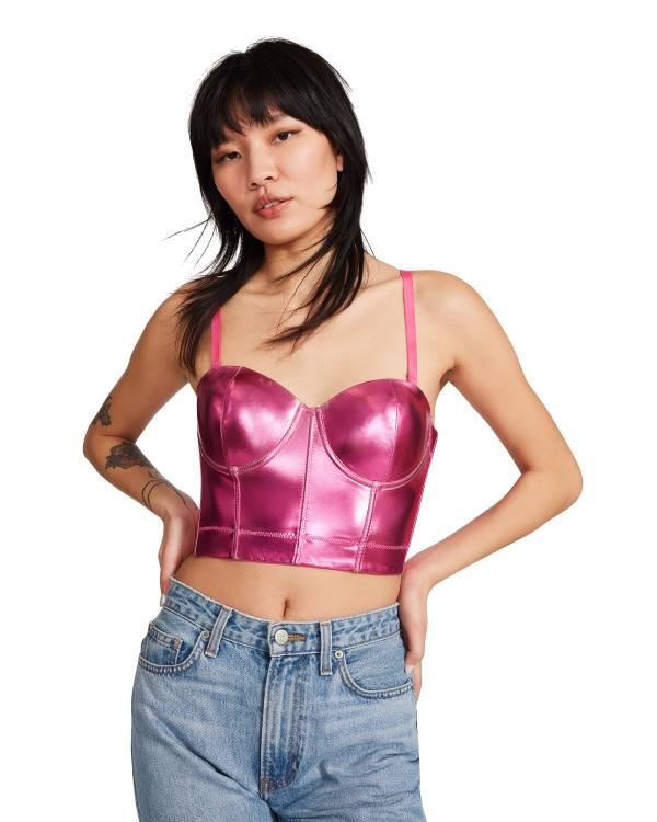 Tops Steve Madden Metallic Bustier Feminino Rosa | SM-049GX