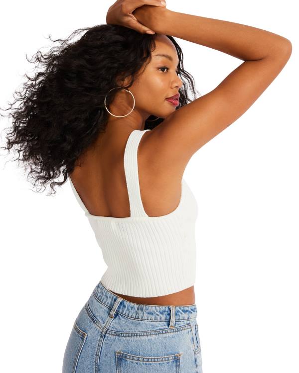 Tops Steve Madden Moletom Cropped Tank Feminino Branco | SM-185JN