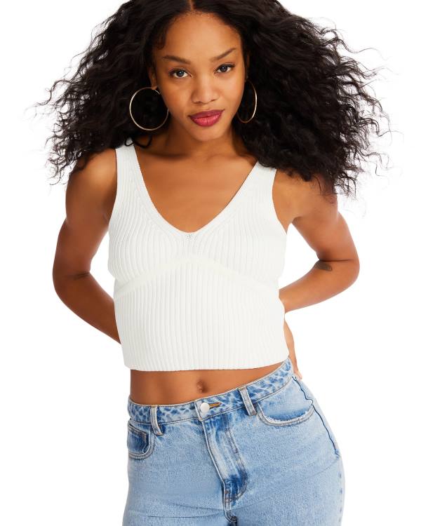 Tops Steve Madden Moletom Cropped Tank Feminino Branco | SM-185JN