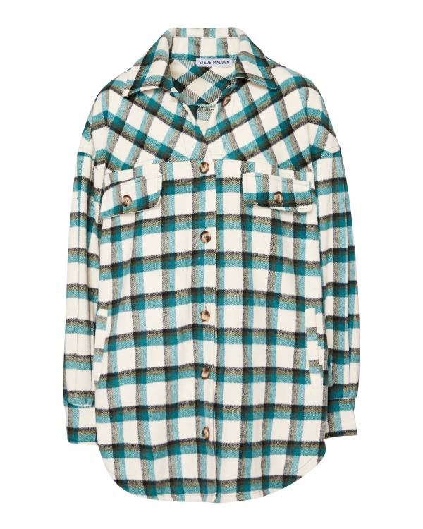 Tops Steve Madden Plaid Button Down Feminino Verdes | SM-185ER