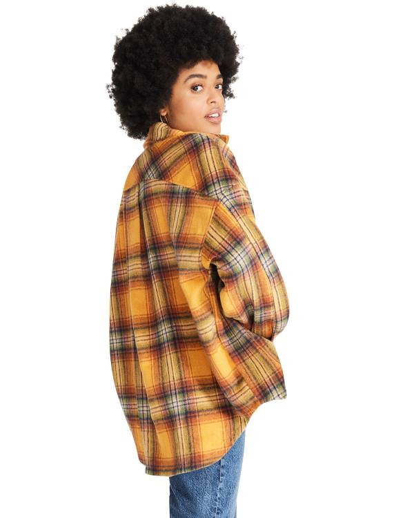 Tops Steve Madden Plaid Flannel Feminino Laranja | SM-295ZM