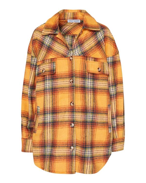 Tops Steve Madden Plaid Flannel Feminino Laranja | SM-295ZM