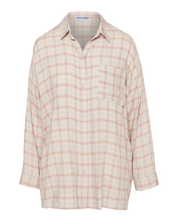 Tops Steve Madden Plaid Flannel Feminino Luz Cinzentas | SM-795NU