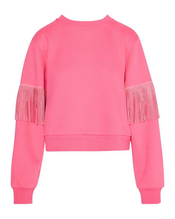 Tops Steve Madden Rhinestone Fringe Crew Neck Feminino Rosa | SM-462CR