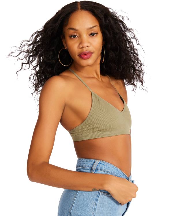 Tops Steve Madden Roo Mesh Bralette Feminino Verde Oliva | SM-342AG