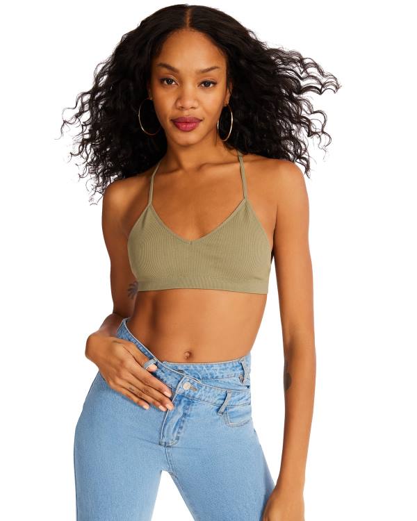 Tops Steve Madden Roo Mesh Bralette Feminino Verde Oliva | SM-342AG