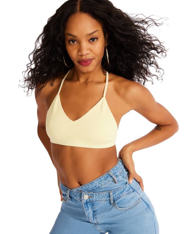 Tops Steve Madden Roo Mesh Bralette Feminino Amarelas | SM-857VG