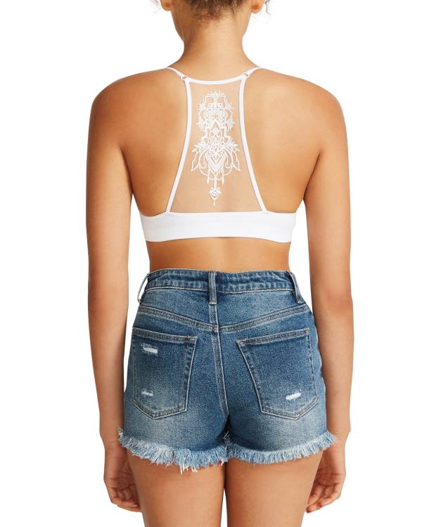 Tops Steve Madden The Ella Mesh Bralette Feminino Branco | SM-683UP