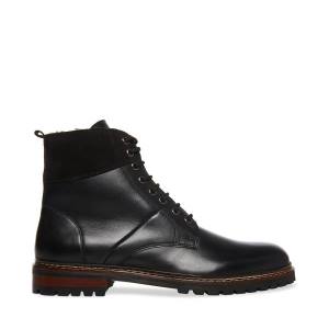 Botas Steve Madden Strategyy Couro Masculino Pretas | SM-386QB