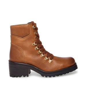 Botins Steve Madden Galway Cognac Couro Feminino Marrom | SM-926JF