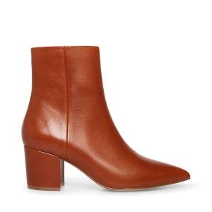 Botins Steve Madden Ossie Cognac Couro Feminino Marrom | SM-394ZD