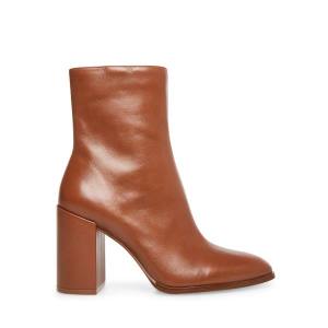 Botins Steve Madden Trudy Cognac Couro Feminino Marrom | SM-879FO