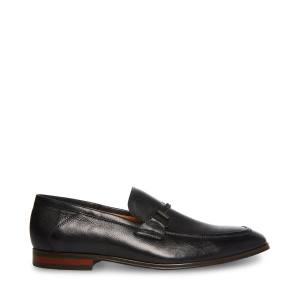 Loafers Steve Madden Aahron Couro Masculino Pretas | SM-920OA