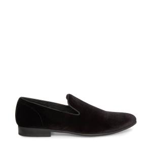 Loafers Steve Madden Laight Velvet Masculino Pretas | SM-213IH